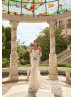 Ivory French Lace Tulle Romantic Wedding Dress With Removable Sleeves